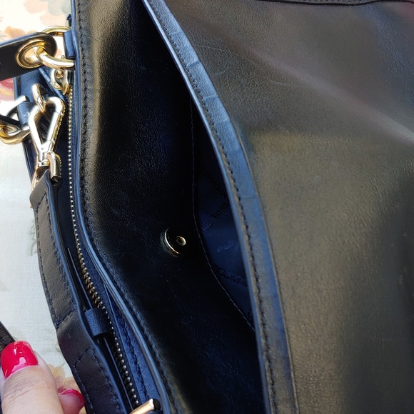 Michael Kors Black Leather Envelope Satchel Bag with Shoulder Strap - Picture 17 of 17